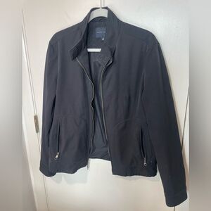 Mens Banana Republic black all weather jacket pockets lined sz M retro fit coat